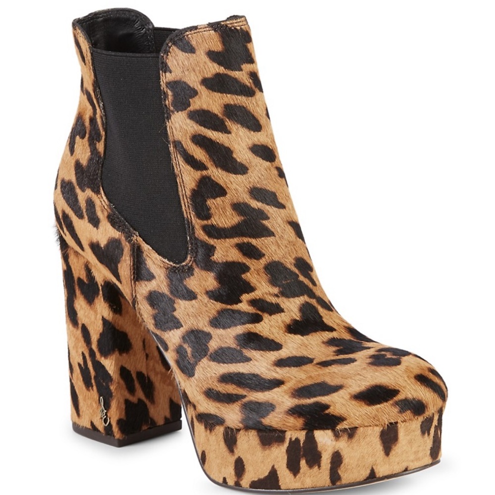NEW  sam edelman Abella leopard block heel bootie